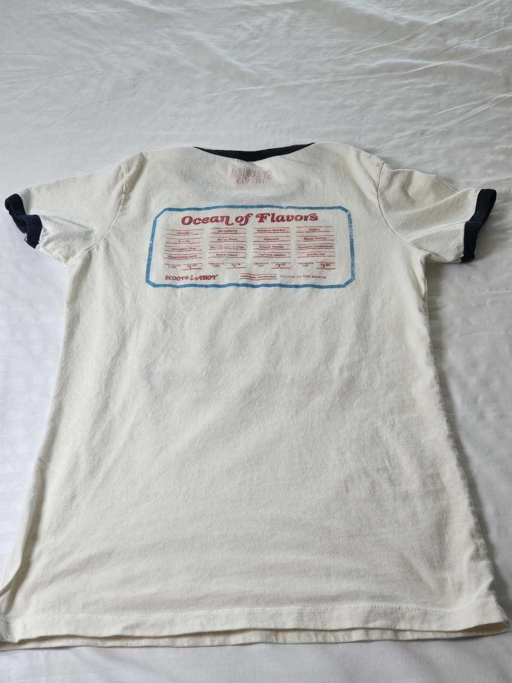 Scoops Ahoy Cream Short Sleeve Ringer Tee with Navy Trim - Picture 2 of 6